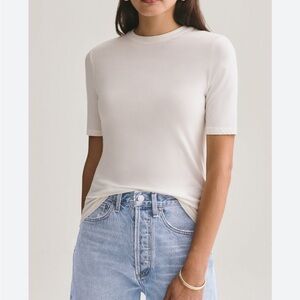 Agolde Elie Shirt Cream Ivory Short Sleeve Quarter Sleeve Top Basic